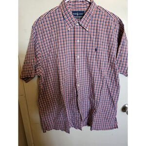 Polo Ralph Lauren Andy Camp Shirt XL Plaid Blue‎ Red Orange White Lightweight